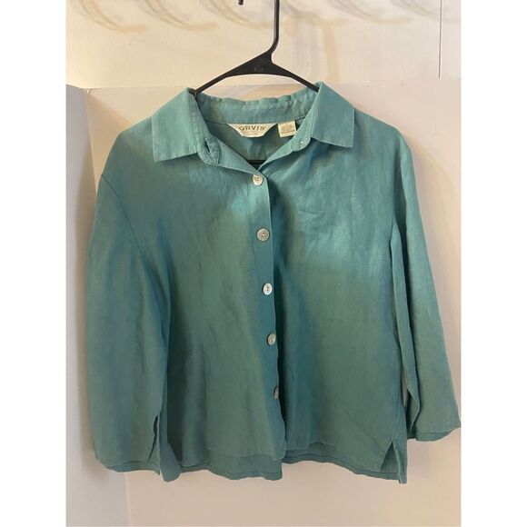 Orvis top shirts buttons small green 100 linen white translucent buttons #70534 - Picture 1 of 8